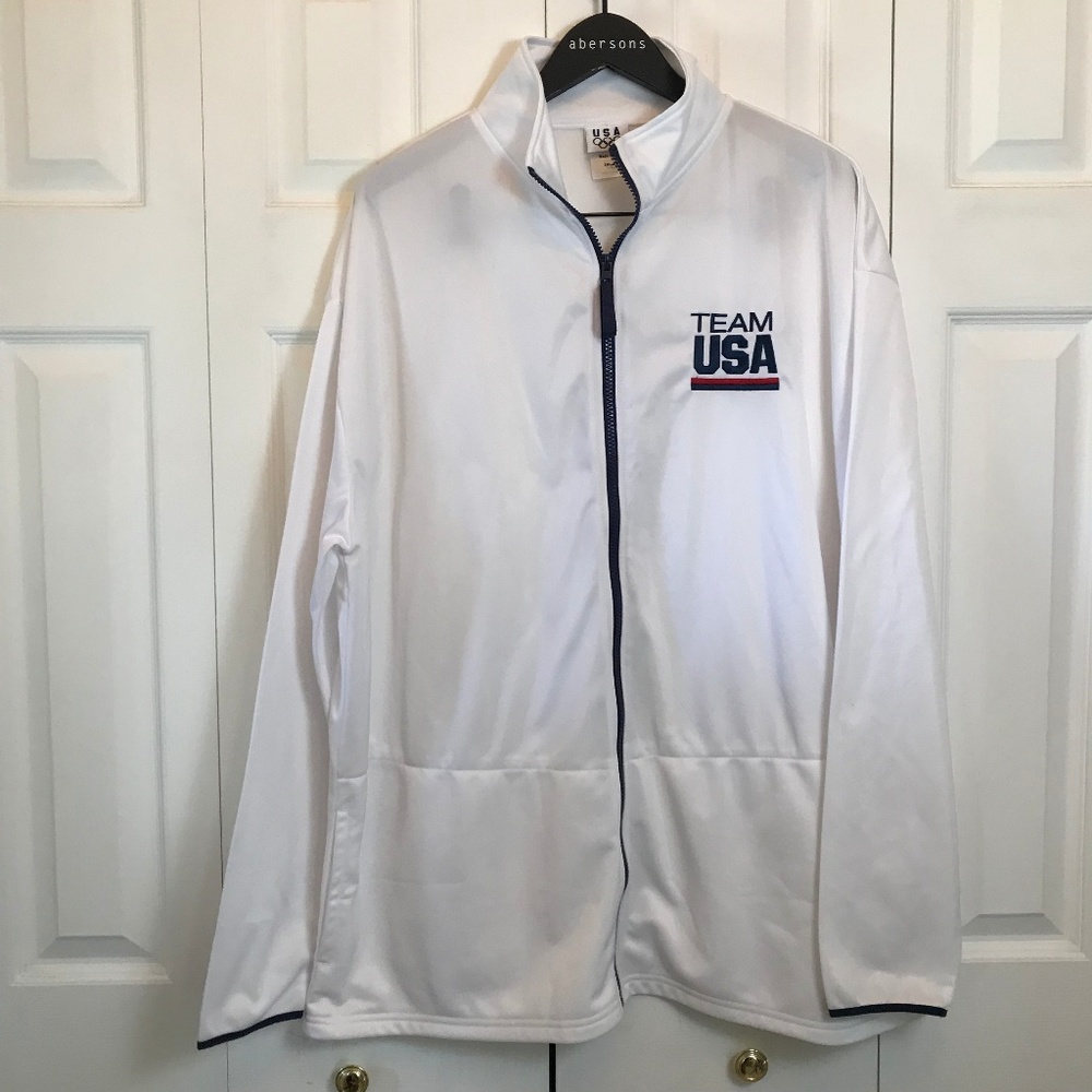 Team USA Light Athletic White Zip Up Jacket sz 2XL